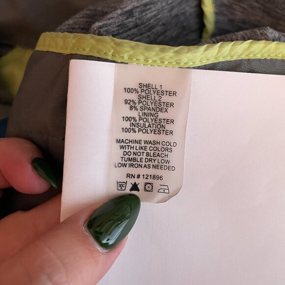 Title Nine Women S Gray Blue Willpower Running Jacket Full Zip Hooded Quilted - Picture 11 of 11